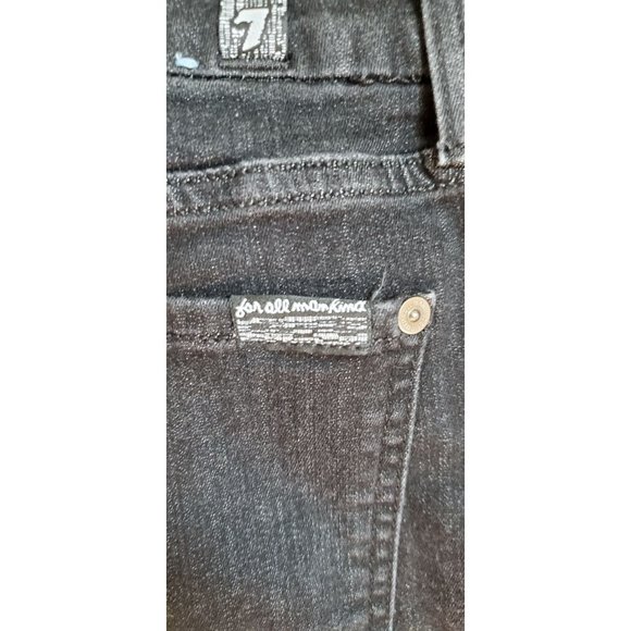 7 For All Mankind Women's Black Roxanne Zippered Ankle Denim Jeans Size 28 - Picture 3 of 7